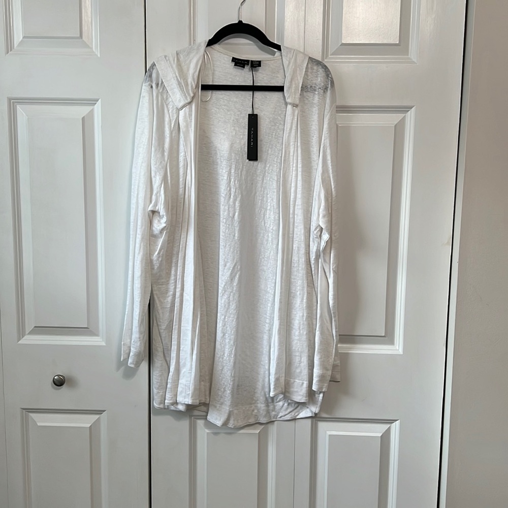 Tahari sheer linen hoodie size 3X